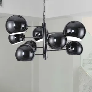 Modern Black 8-Light Iron LED Pendant Chandelier for Office