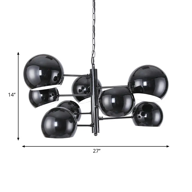 Modern Black 8-Light Iron LED Pendant Chandelier for Office