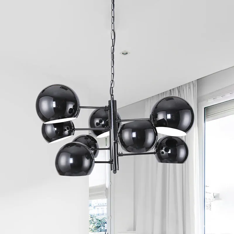 Modern Black 8-Light Iron LED Pendant Chandelier for Office