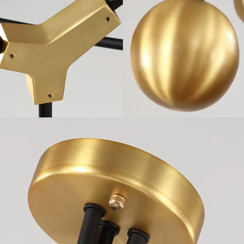 Modern Brass Ball Hanging Lamp with White Glass Shade - Bedroom Chandelier Pendant Light (2/5/7 Heads)