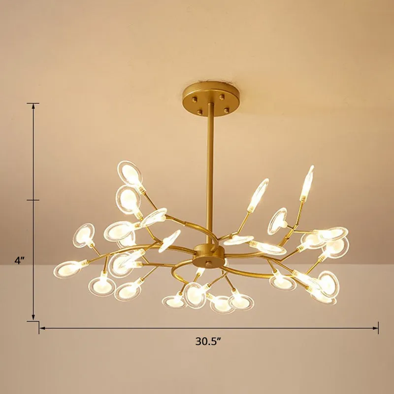 Modern Brass Leaf Pendant Chandelier with LED Lighting for Living Room