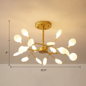 Modern Brass Leaf Pendant Chandelier with LED Lighting for Living Room
