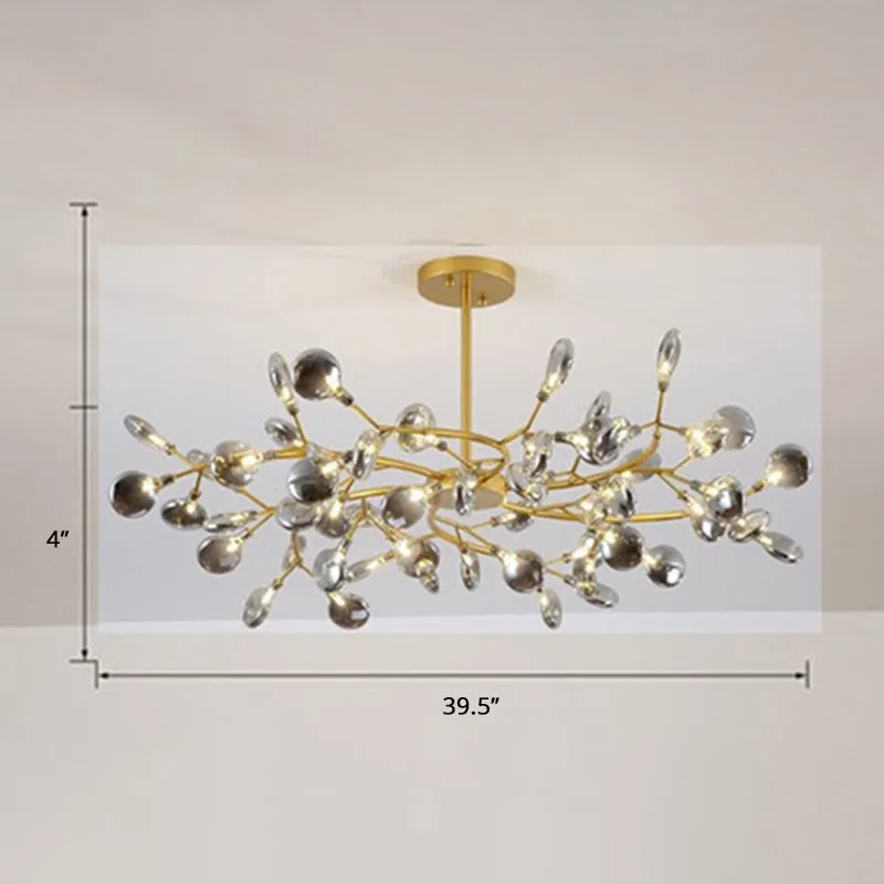 Modern Brass Leaf Pendant Chandelier with LED Lighting for Living Room