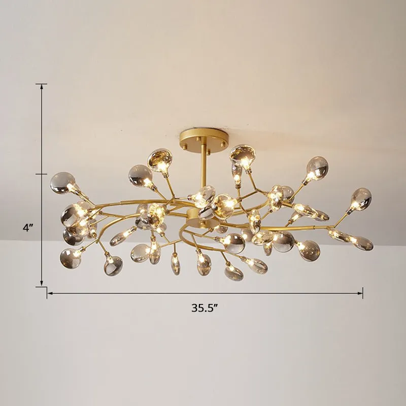Modern Brass Leaf Pendant Chandelier with LED Lighting for Living Room