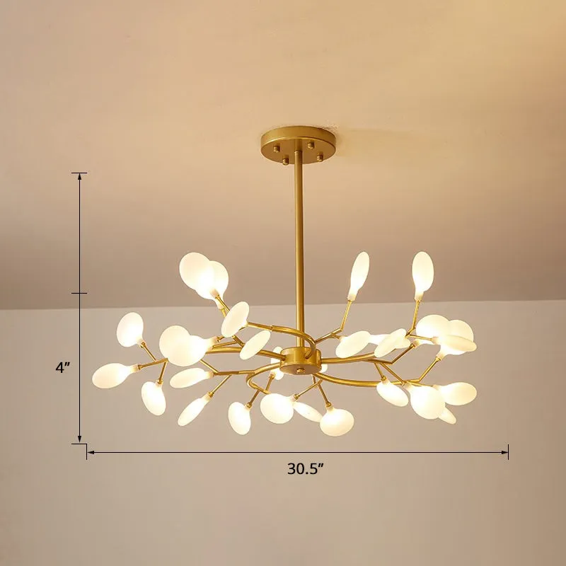 Modern Brass Leaf Pendant Chandelier with LED Lighting for Living Room