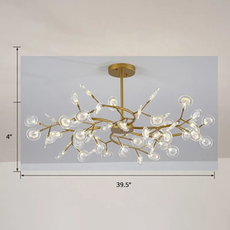 Modern Brass Leaf Pendant Chandelier with LED Lighting for Living Room