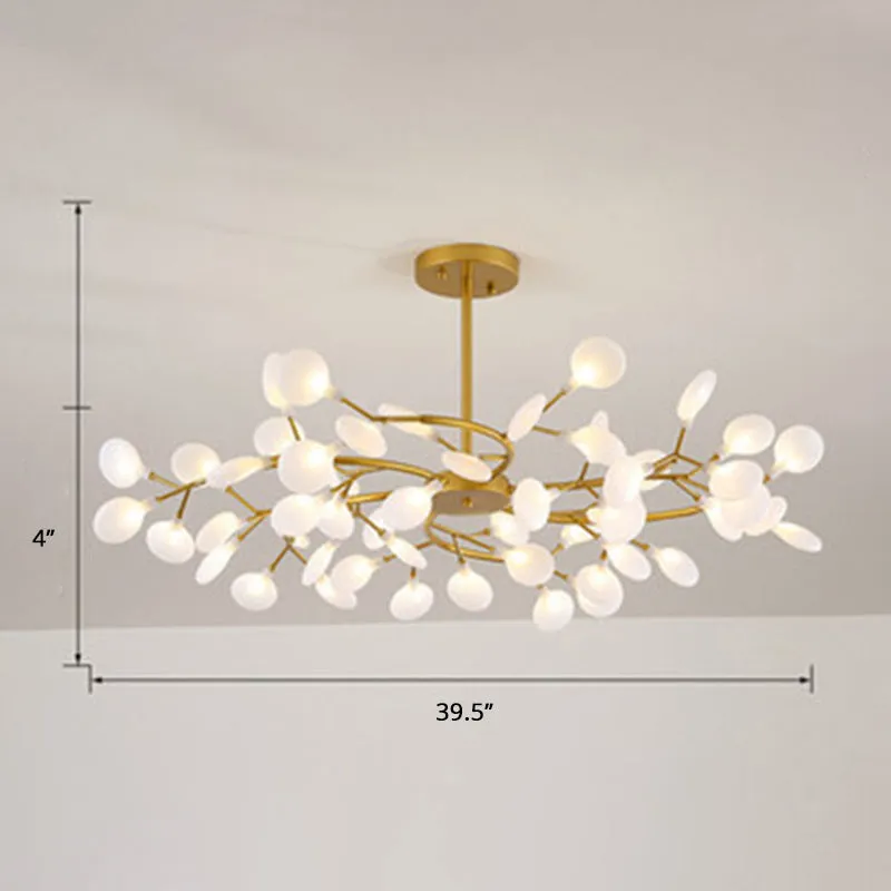 Modern Brass Leaf Pendant Chandelier with LED Lighting for Living Room