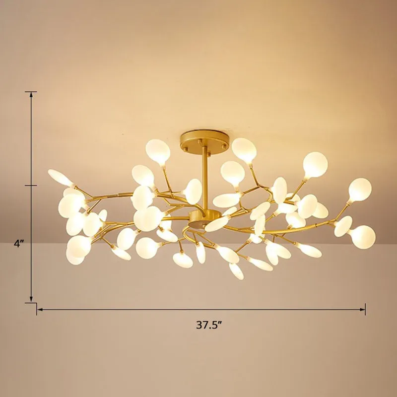 Modern Brass Leaf Pendant Chandelier with LED Lighting for Living Room