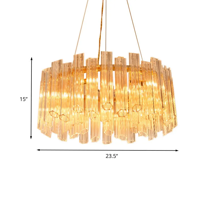 Modern Clear Crystal Chandelier Light with 8 Gold Heads - Elegant Hanging Fixture