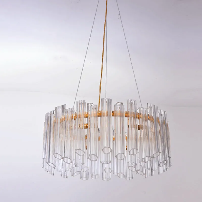 Modern Clear Crystal Chandelier Light with 8 Gold Heads - Elegant Hanging Fixture