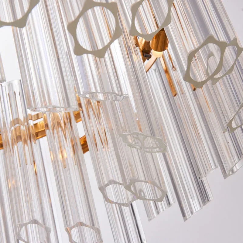 Modern Clear Crystal Chandelier Light with 8 Gold Heads - Elegant Hanging Fixture