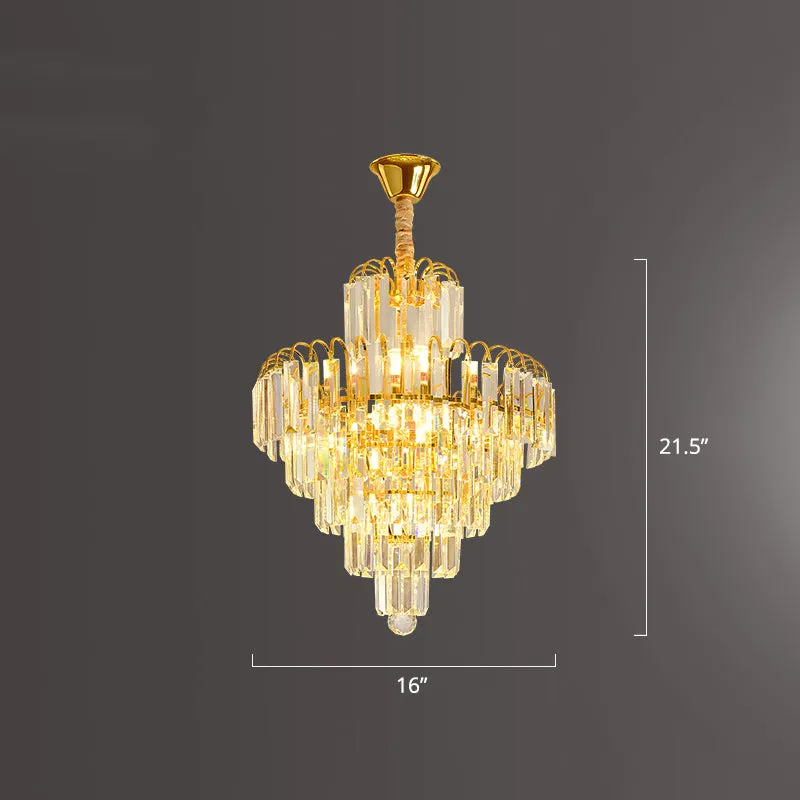 Modern Clear K9 Crystal Cone Pendant Chandelier - Elegant Lighting for Restaurants