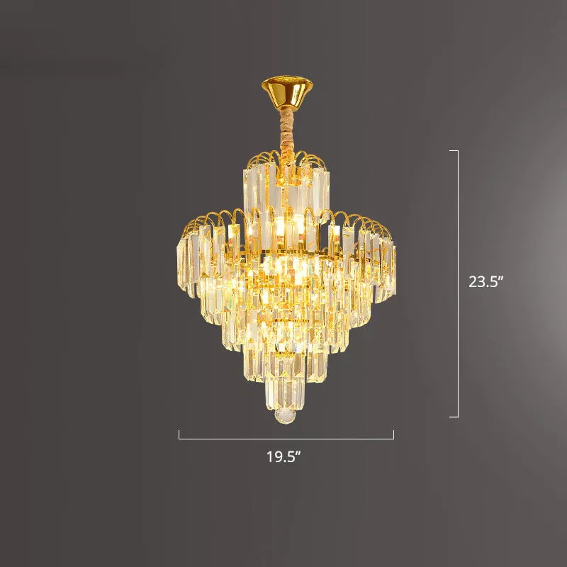 Modern Clear K9 Crystal Cone Pendant Chandelier - Elegant Lighting for Restaurants