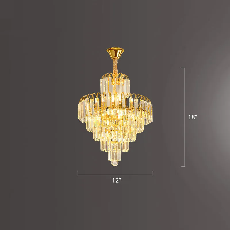 Modern Clear K9 Crystal Cone Pendant Chandelier - Elegant Lighting for Restaurants
