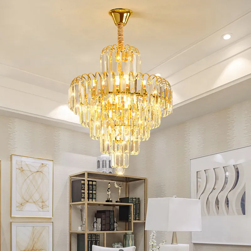 Modern Clear K9 Crystal Cone Pendant Chandelier - Elegant Lighting for Restaurants