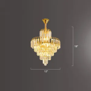 Modern Clear K9 Crystal Cone Pendant Chandelier - Elegant Lighting for Restaurants