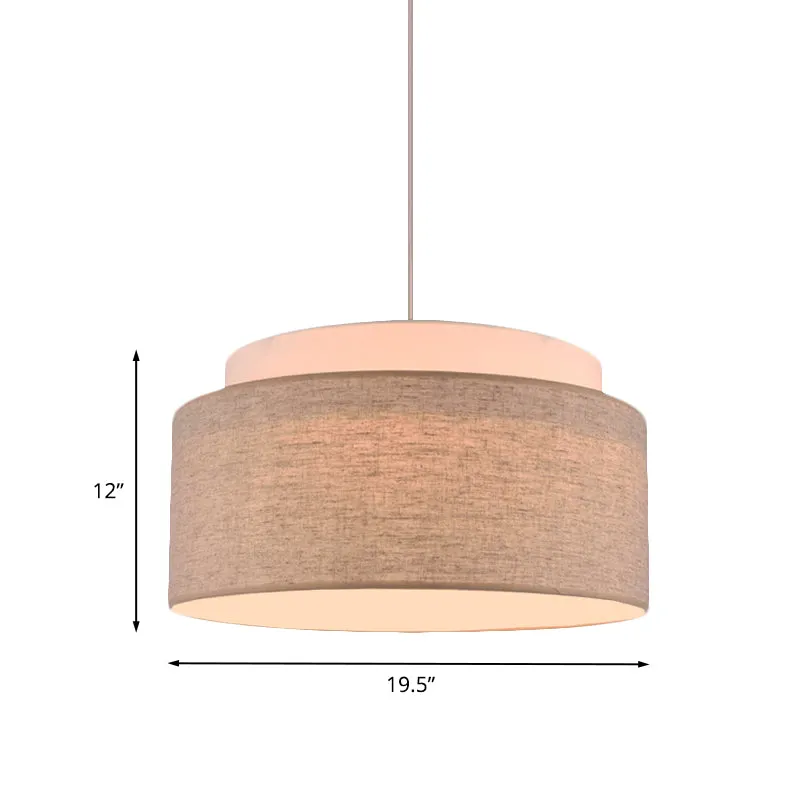 Modern Flaxen Double Circular Chandelier Light - 5-Bulb Hand-Woven Fabric Drop Lamp for Hotels