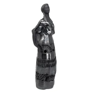 Mountain Woman with a Basket, Oaxaca Black Clay