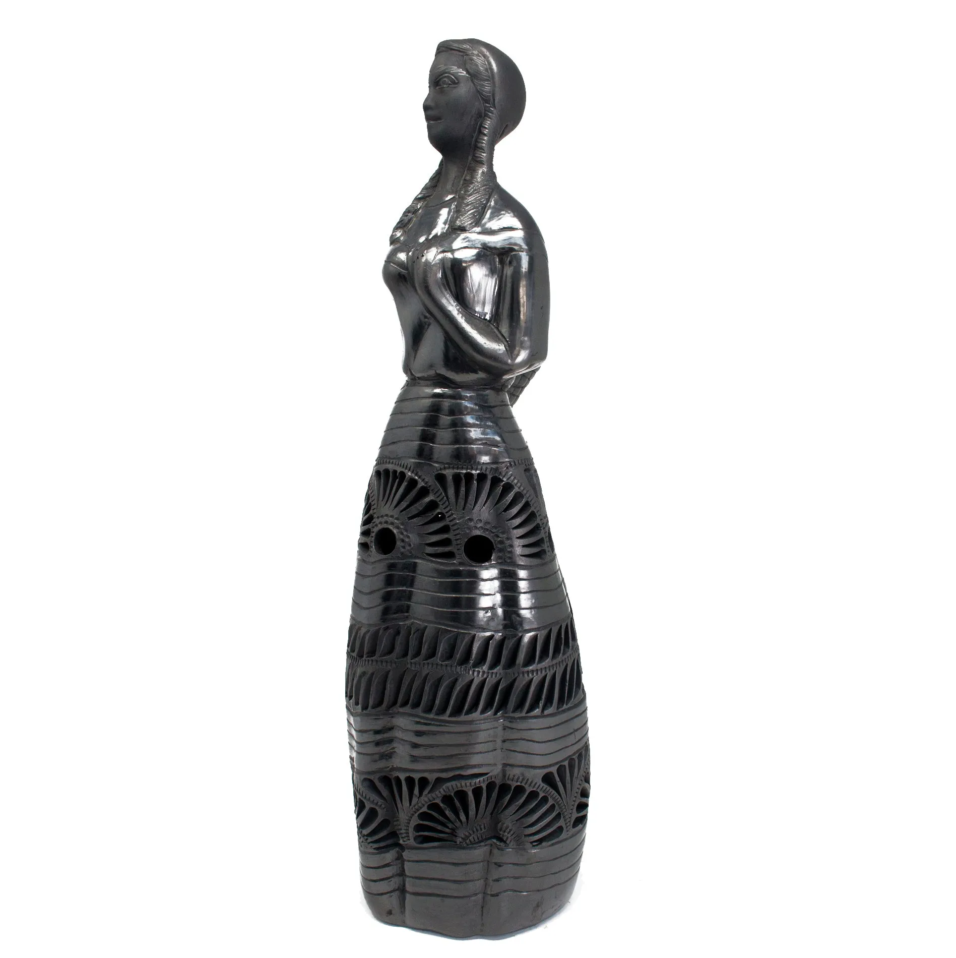 Mountain Woman with a Basket, Oaxaca Black Clay