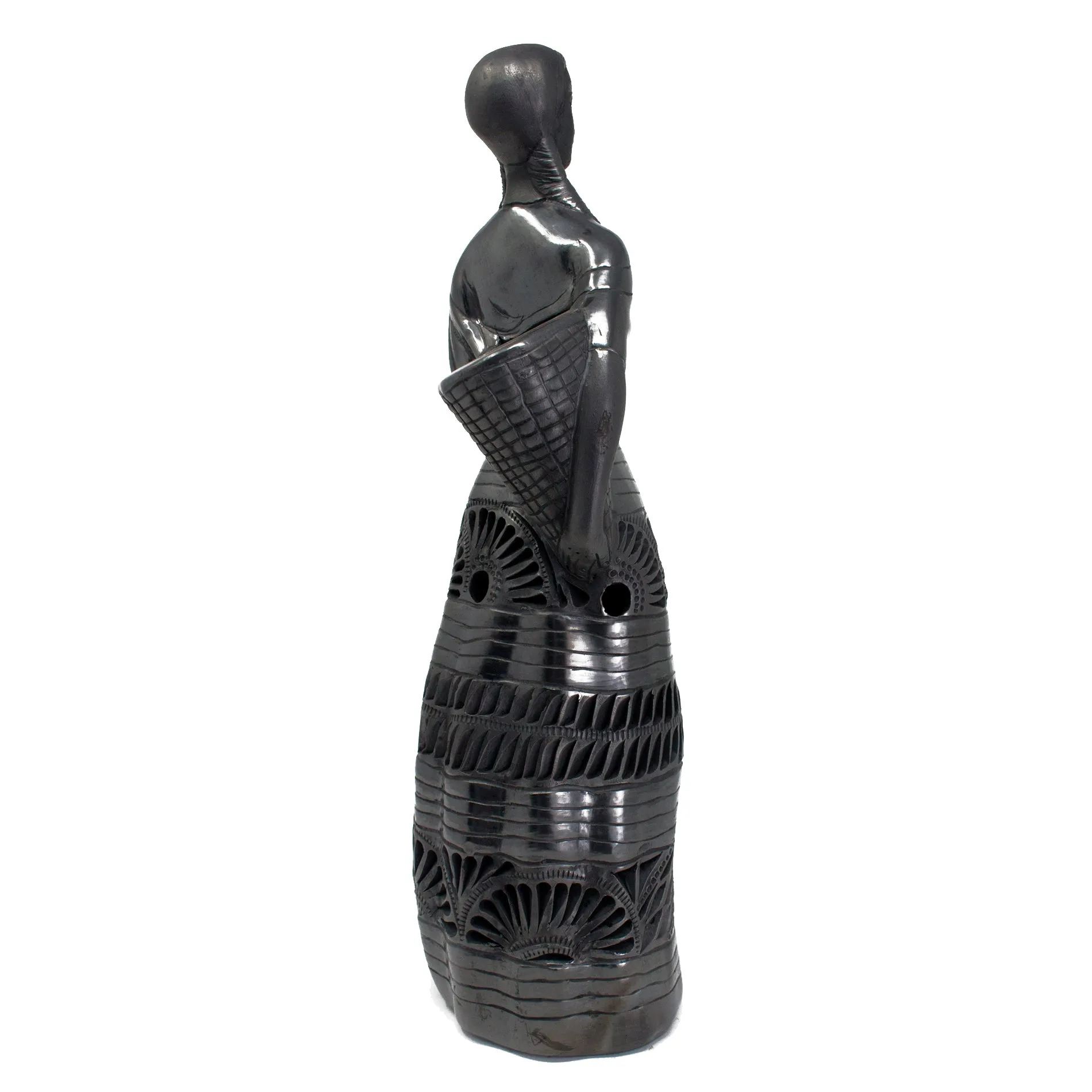 Mountain Woman with a Basket, Oaxaca Black Clay