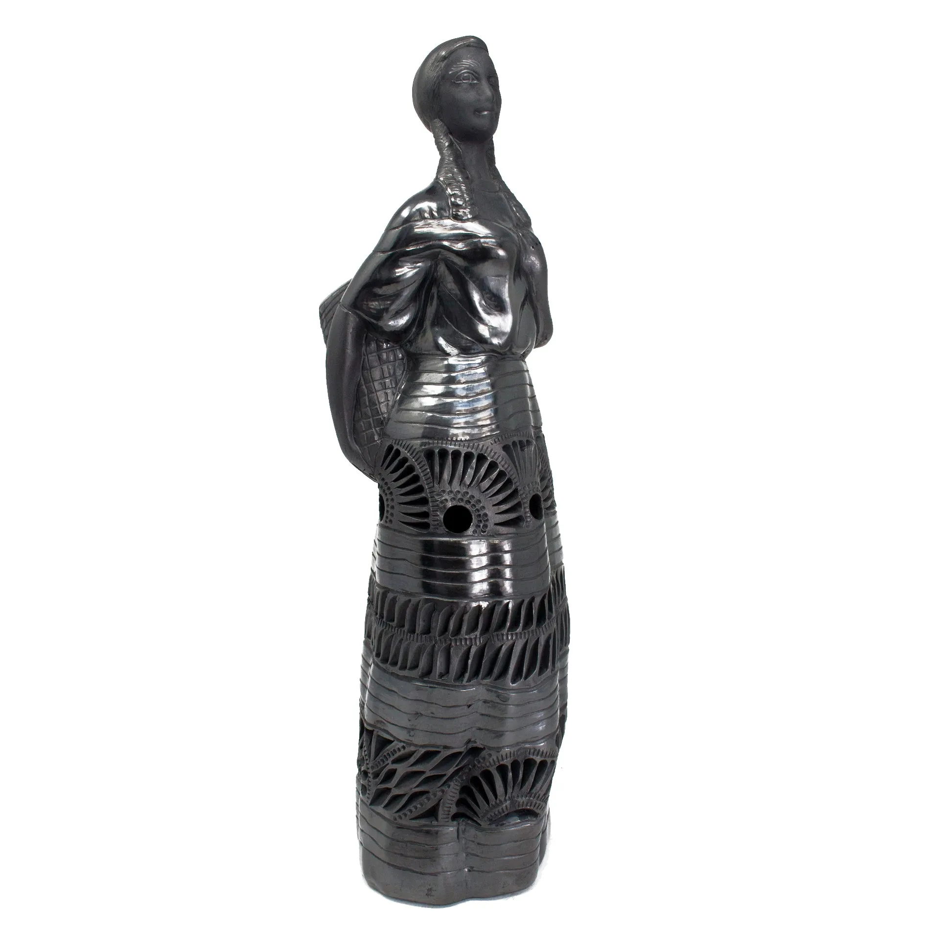 Mountain Woman with a Basket, Oaxaca Black Clay