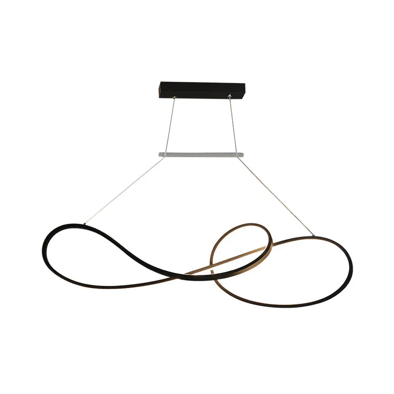 Nordic Style Metal Twisted Pendant Chandelier with LED Light for Dining Room - Black/White/Gold