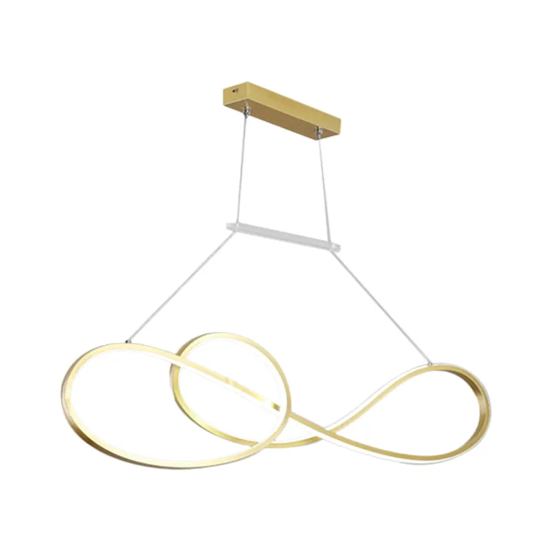 Nordic Style Metal Twisted Pendant Chandelier with LED Light for Dining Room - Black/White/Gold