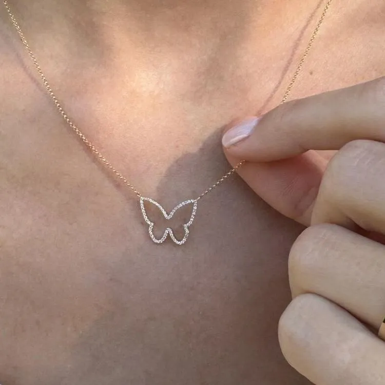 Open Butterfly Diamond Necklace