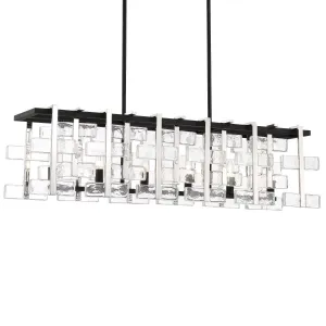 Painesdale 45 in. 6 Lights Chandelier Black & Polished Nickel Finish