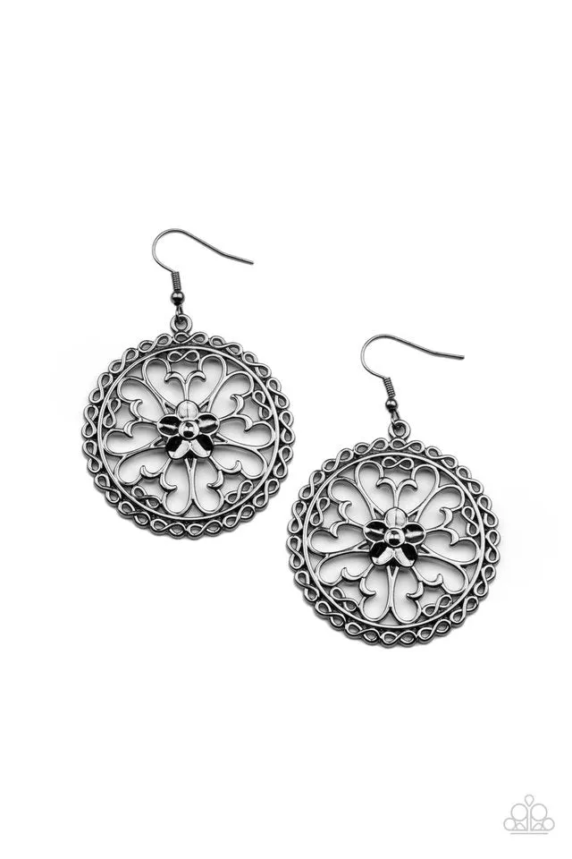 Paparazzi Earring ~ Floral Fortunes - Black