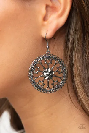 Paparazzi Earring ~ Floral Fortunes - Black