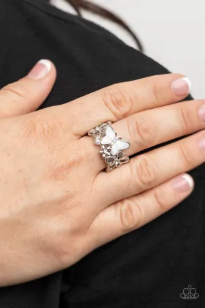 Paparazzi Ring ~ All FLUTTERED Up - White