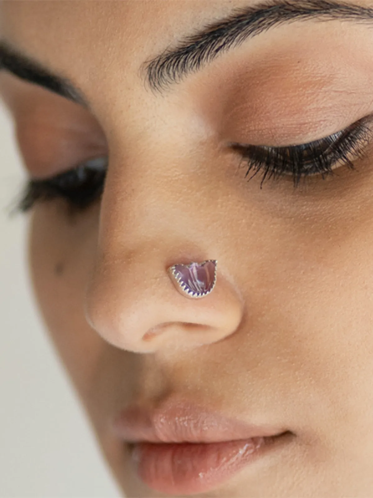 PICHWAI Amethyst Lotus Nose Pin