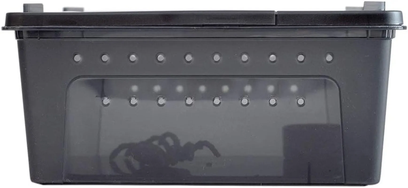Portable Reptile Terrarium Habitat for Mini Pet Houses Breathable Holes Stackable Container (Black-M)