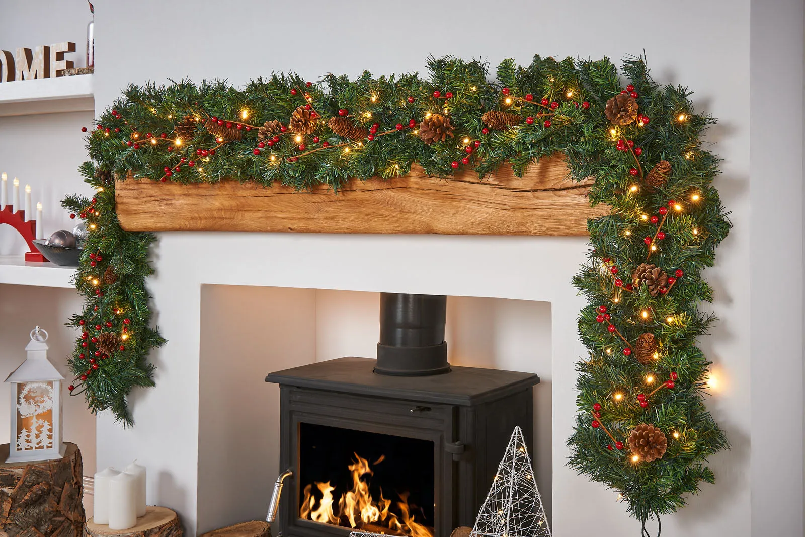 Pre-Lit Extra Thick Garland, 9 ft