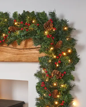Pre-Lit Extra Thick Garland, 9 ft
