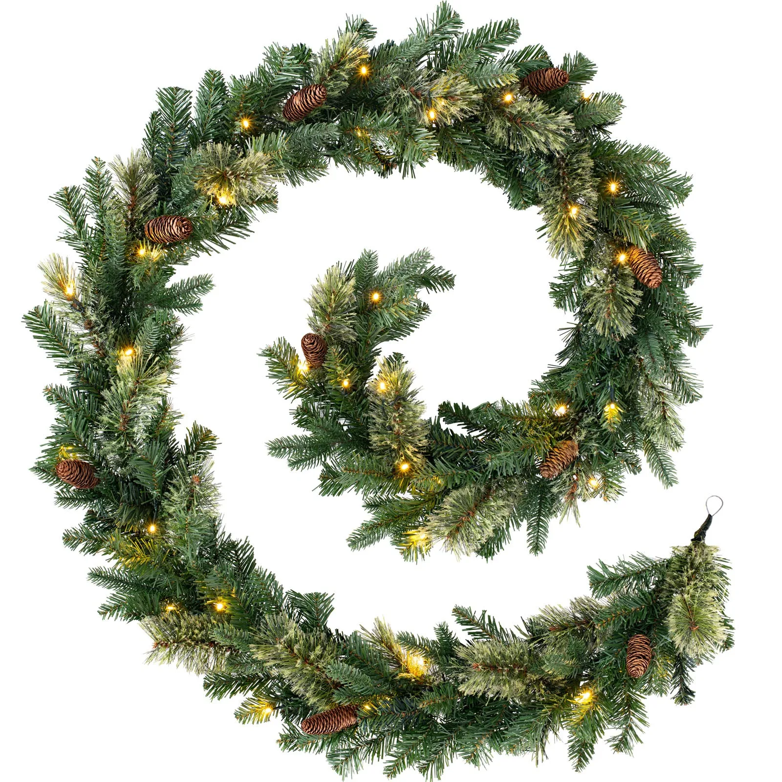 Pre-Lit Natural Pine Garland, 9 ft