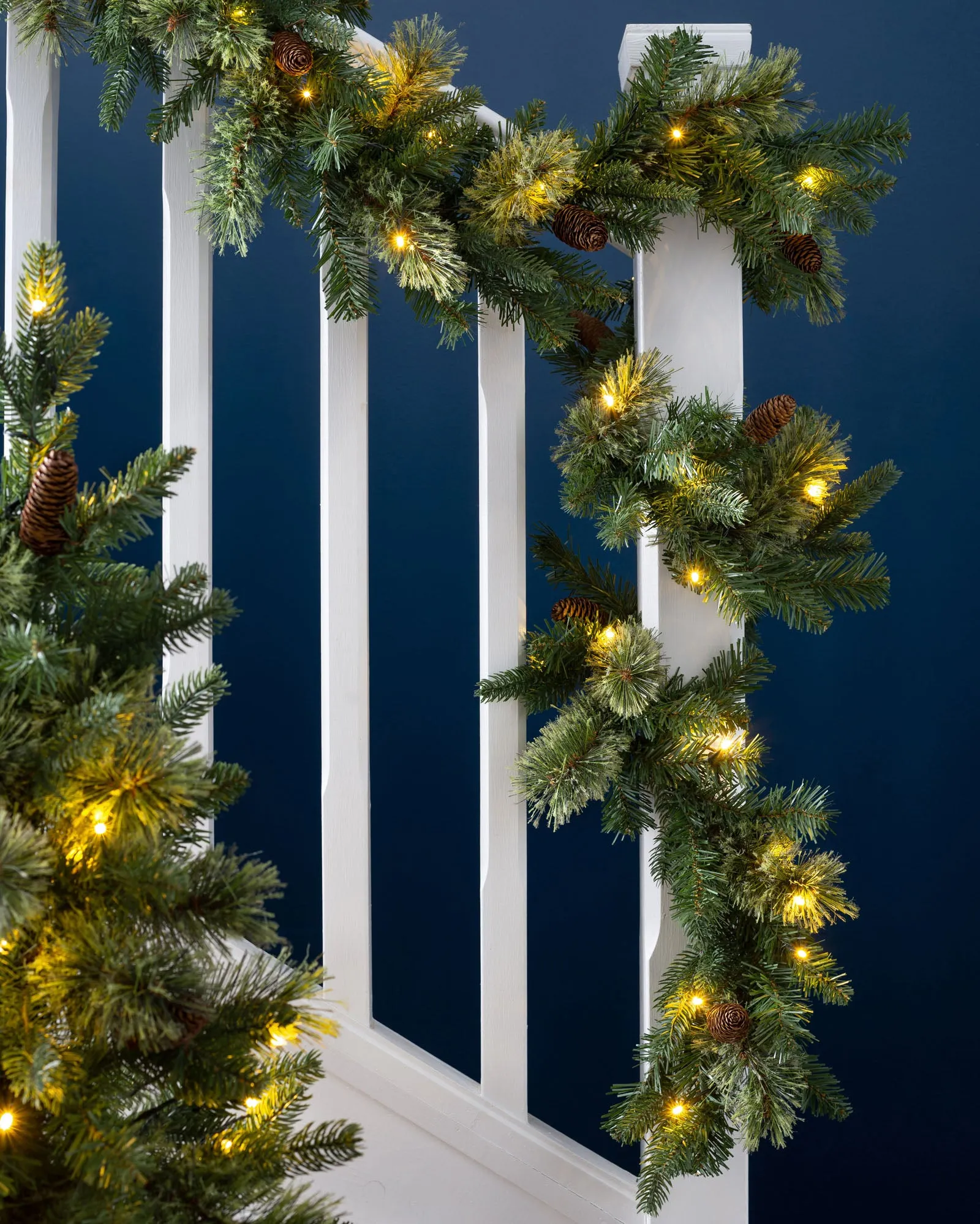 Pre-Lit Natural Pine Garland, 9 ft