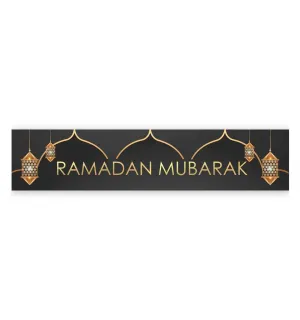 Ramadan Mubarak Banner - Lanterns (Black and Gold)