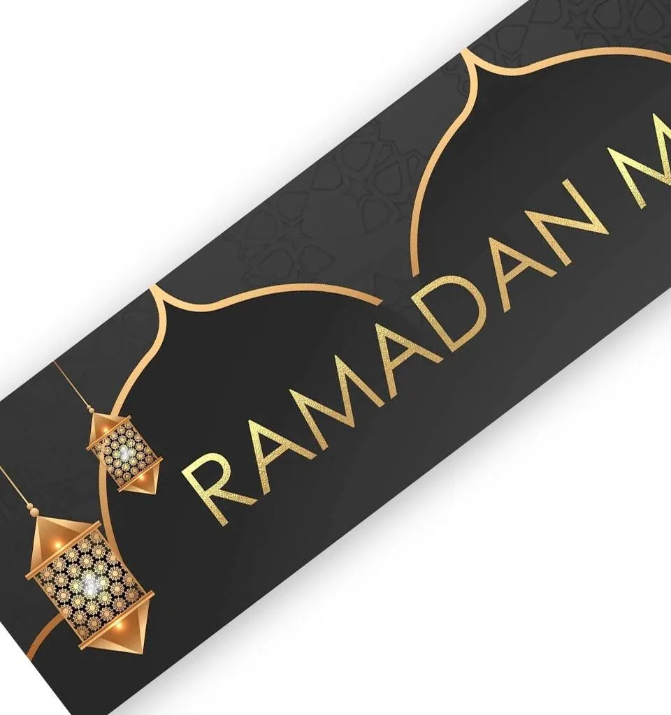 Ramadan Mubarak Banner - Lanterns (Black and Gold)
