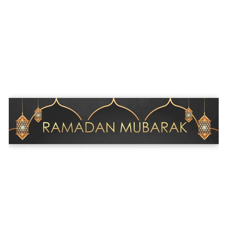Ramadan Mubarak Banner - Lanterns (Black and Gold)