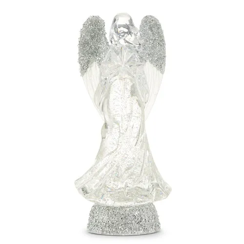 Raz Holiday Water Lanterns 2023 13" Lighted Angel With Silver Swirling Glitter