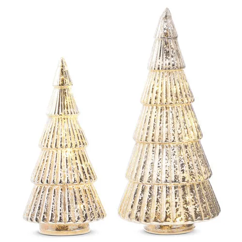 Raz Imports 2023 Bon Noel 11.5" Champagne Ribbed Trees, Set of 2