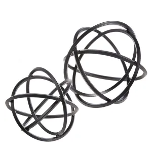Raz Imports 2023 Rustic Renewal 8.5" Black Orbs, Set of 2