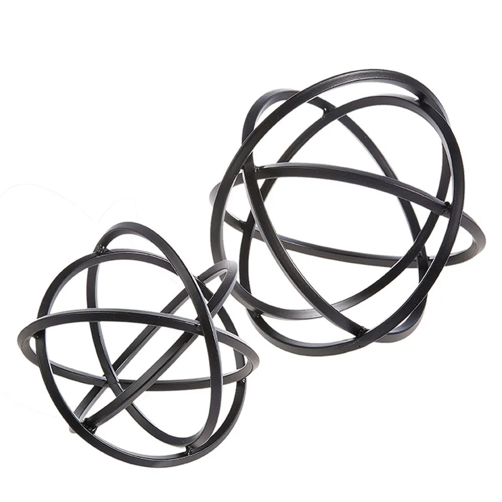 Raz Imports 2023 Rustic Renewal 8.5" Black Orbs, Set of 2