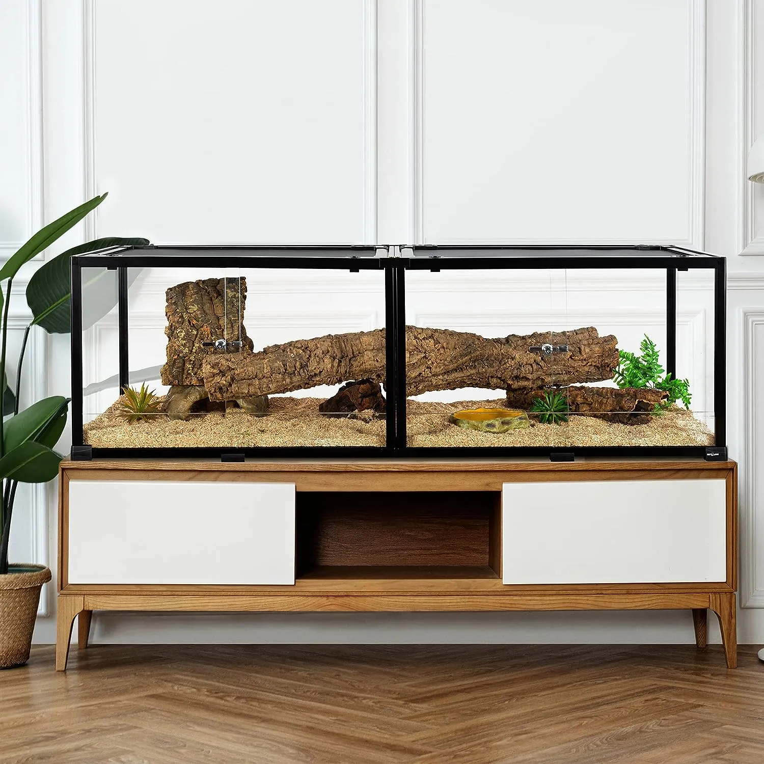 REPTIZOO 84 Gallon Extra-Long Reptile Terrarium  60" x 18" x 18" Spliceable Glass Reptile Tank Double Top Cover