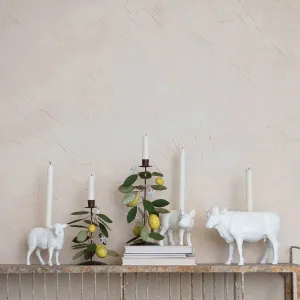 Resin Cow Taper Holder, Antique White