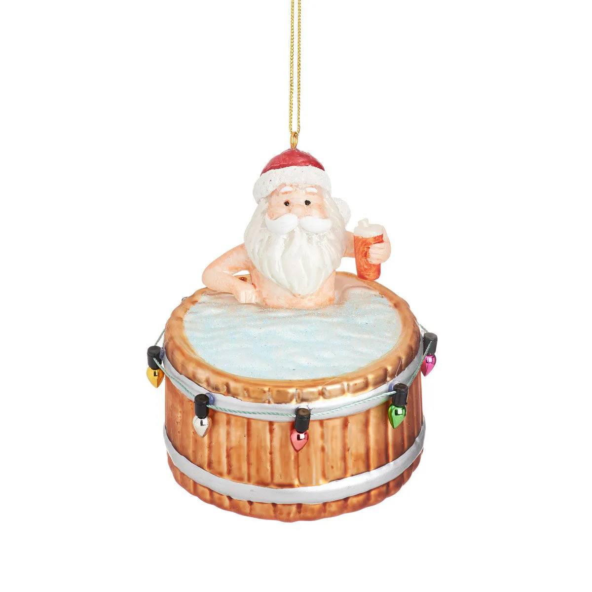 RJB Stone Santa In A Hot Tub Shaped Bauble
