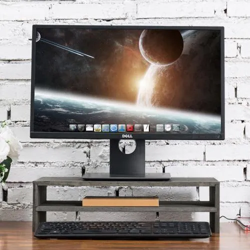 Rustic Barnwood Gray Wood Computer Monitor Stand