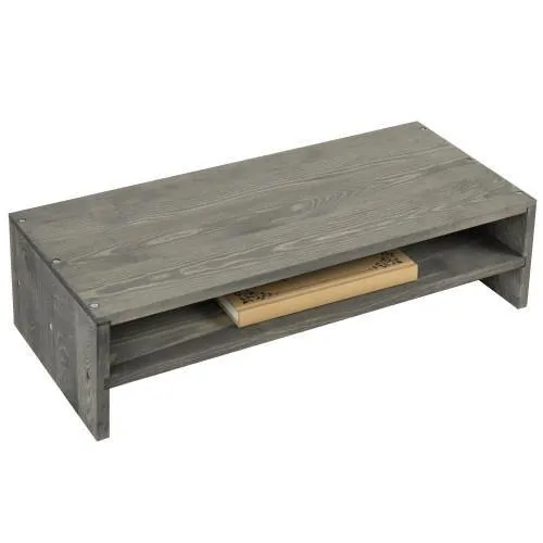 Rustic Barnwood Gray Wood Computer Monitor Stand